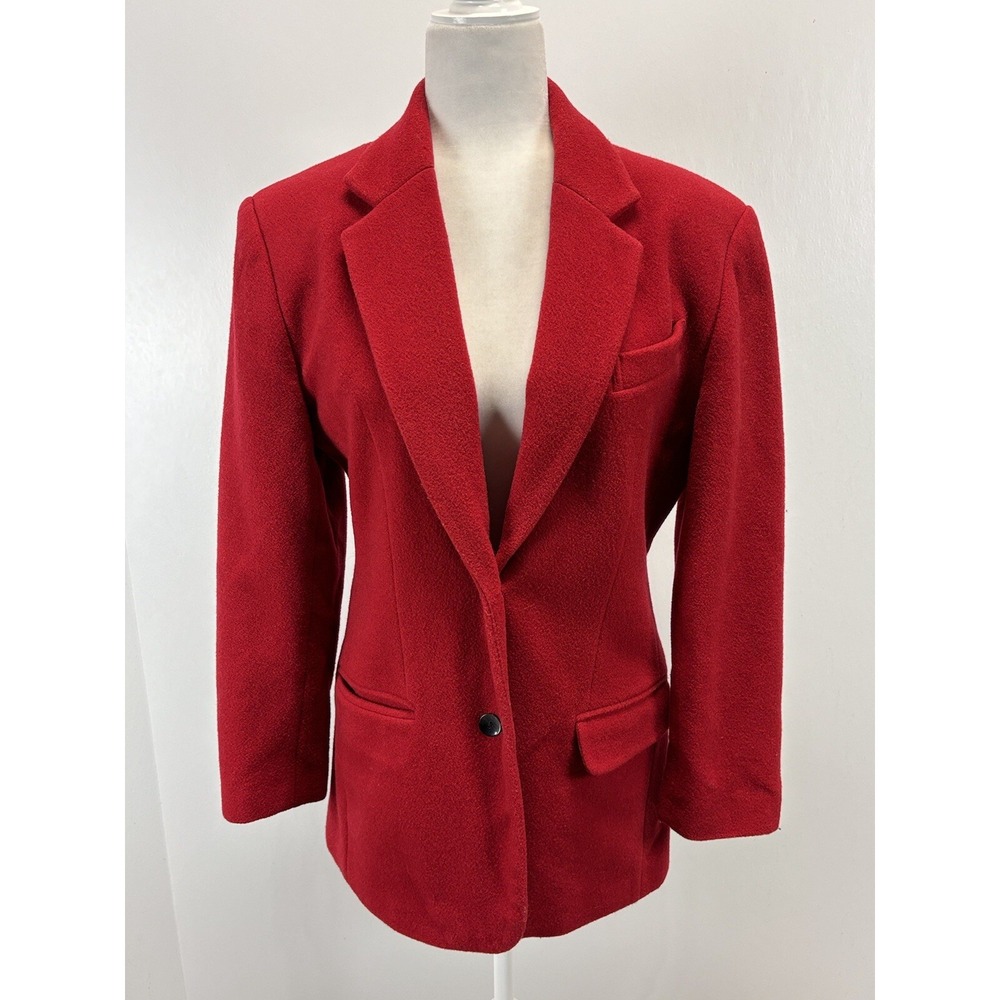 Vtg Women's Gap Wool Blend Blazer Jacket Sz Small Red 90's Academia